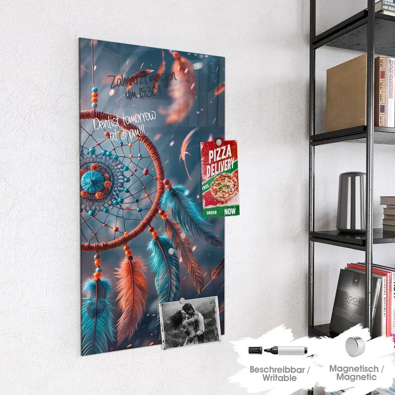 Magnettafel - Traumfänger mit Federn