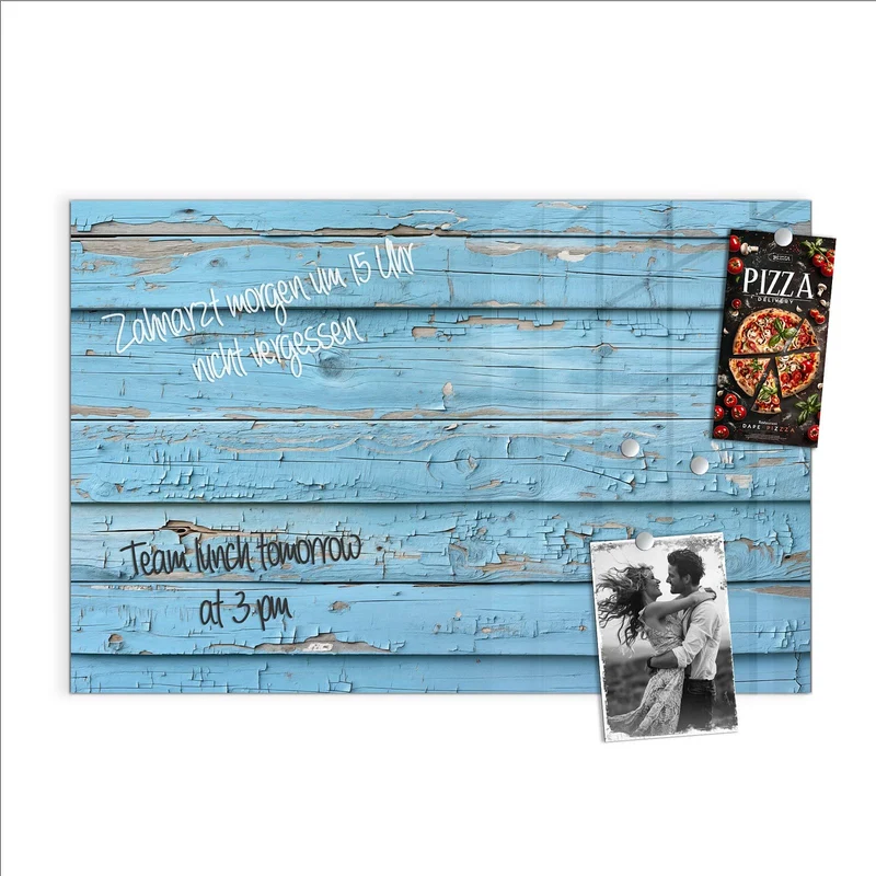 Magnettafel - Blaues Vintage-Holz