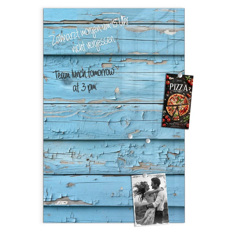 Magnettafel - Blaues Vintage-Holz