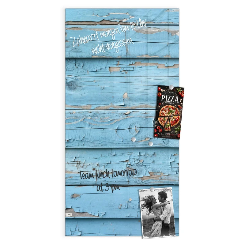 Magnettafel - Blaues Vintage-Holz