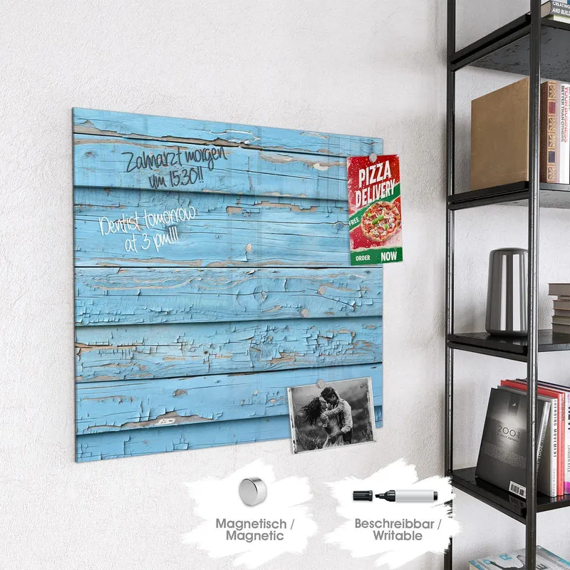 Magnettafel - Blaues Vintage-Holz
