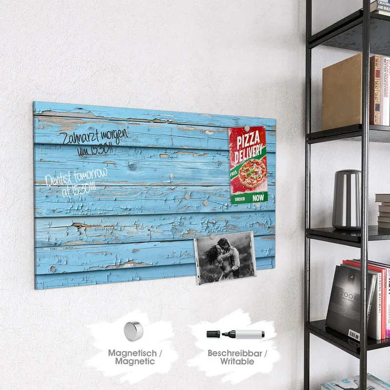 Magnettafel - Blaues Vintage-Holz