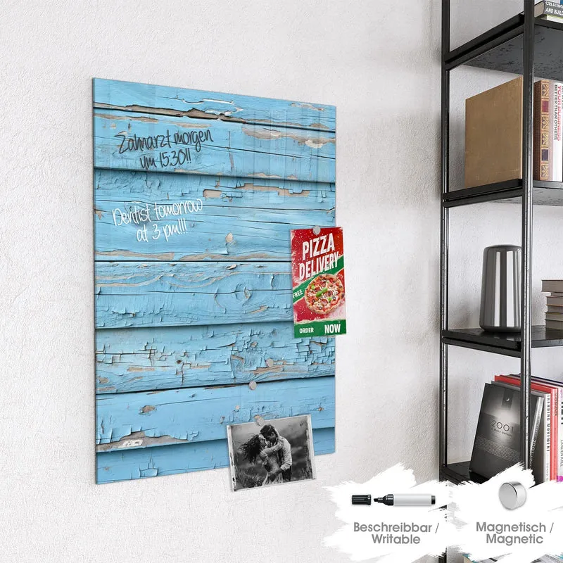 Magnettafel - Blaues Vintage-Holz