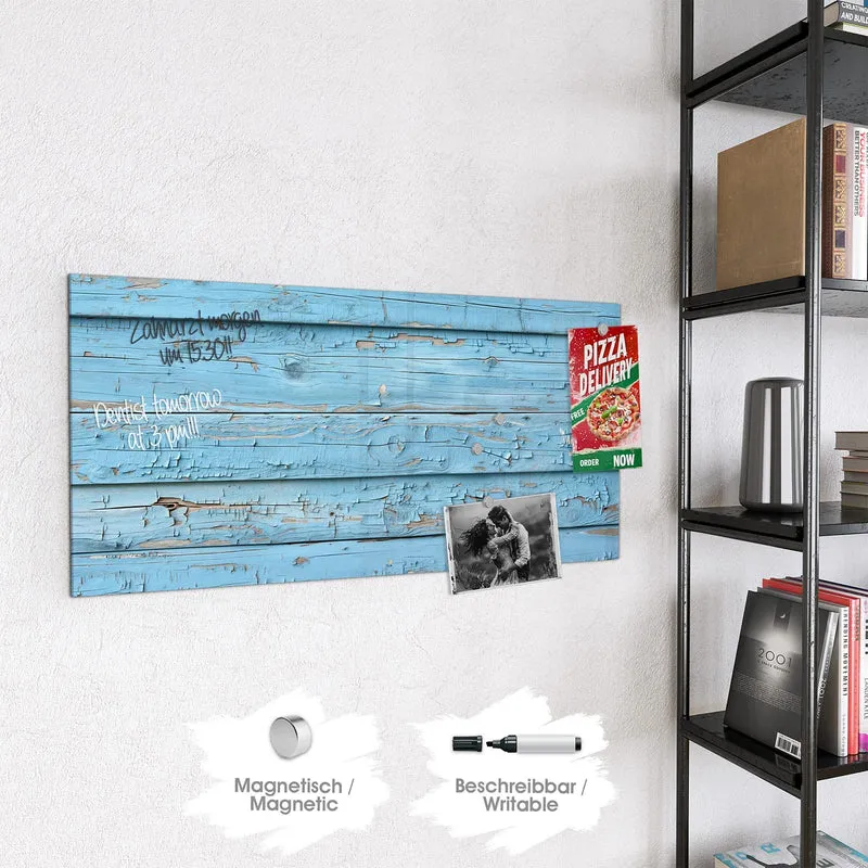 Magnettafel - Blaues Vintage-Holz