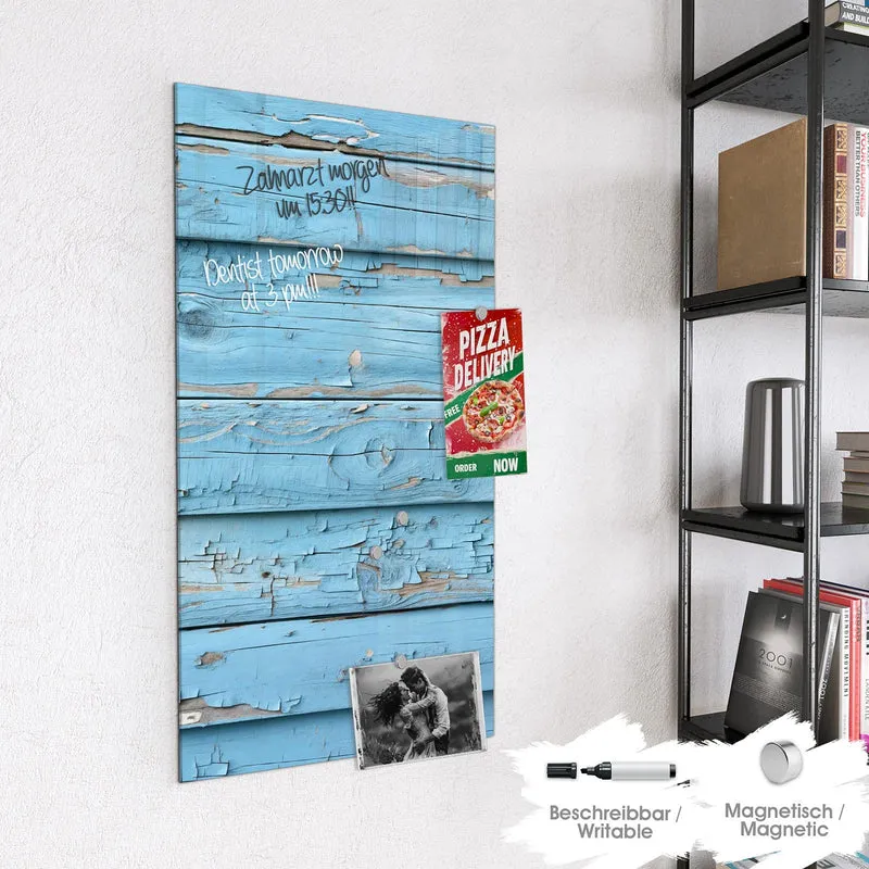 Magnettafel - Blaues Vintage-Holz