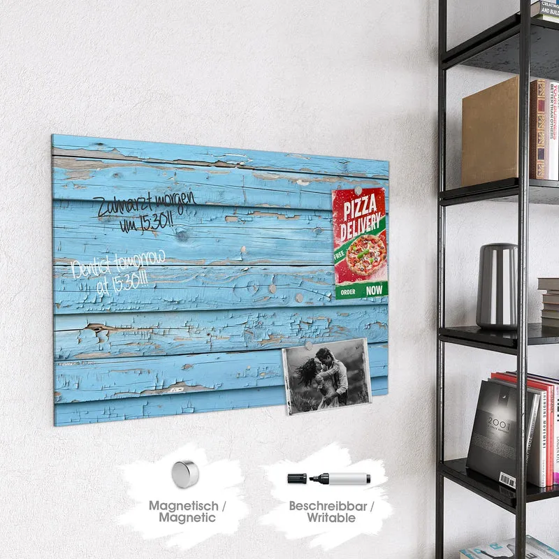 Magnettafel - Blaues Vintage-Holz