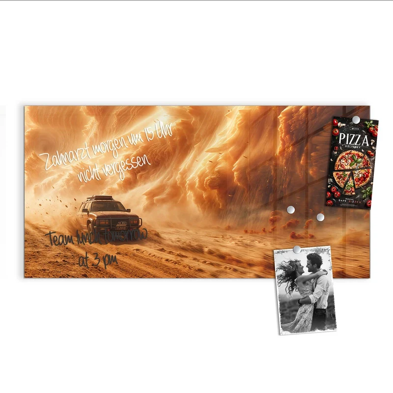 Magnettafel - Auto im Sandsturm