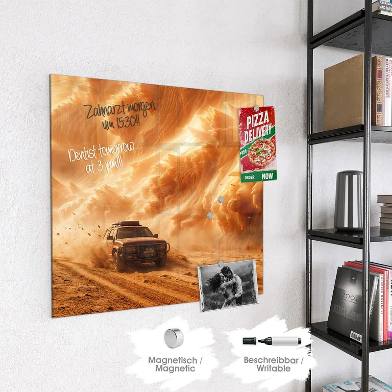 Magnettafel - Auto im Sandsturm