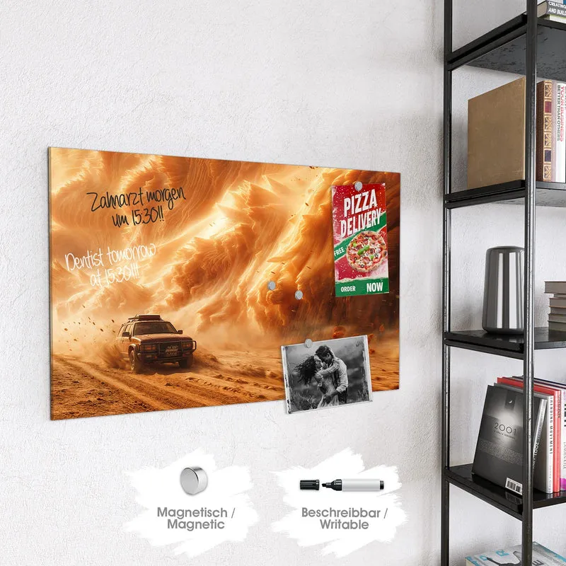 Magnettafel - Auto im Sandsturm