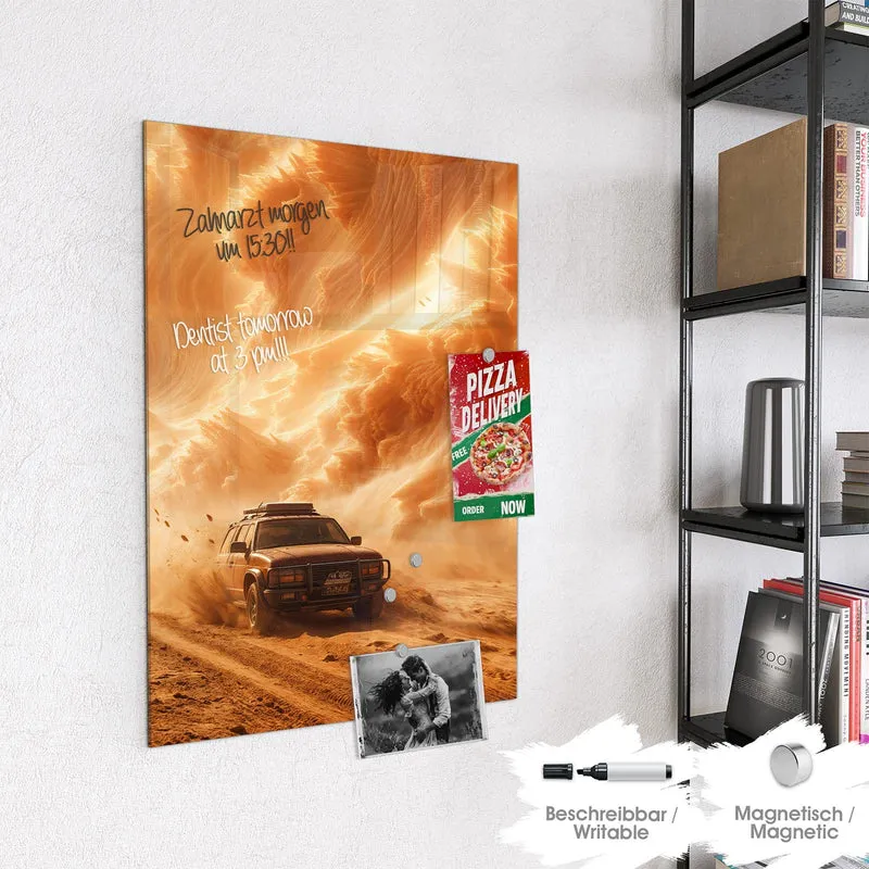 Magnettafel - Auto im Sandsturm