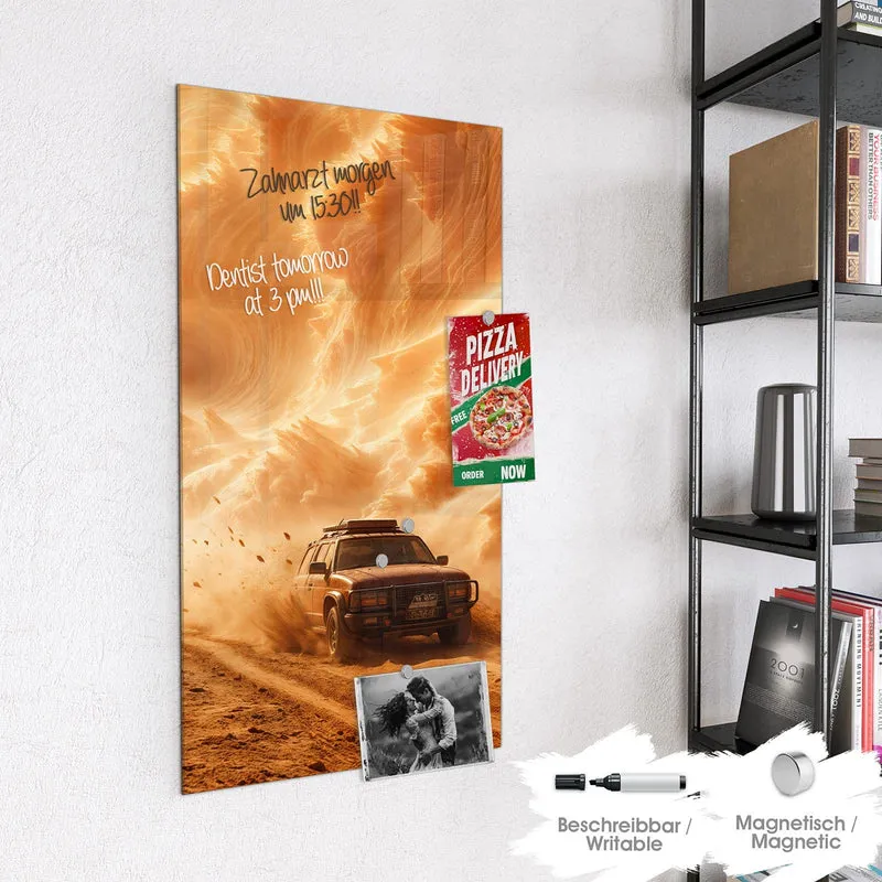 Magnettafel - Auto im Sandsturm