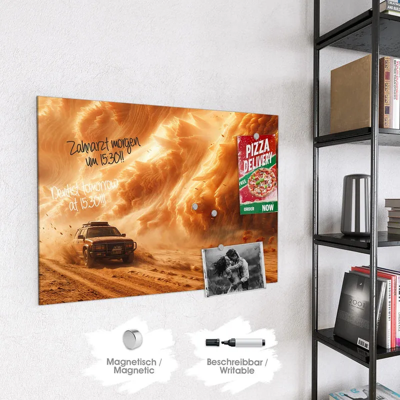 Magnettafel - Auto im Sandsturm