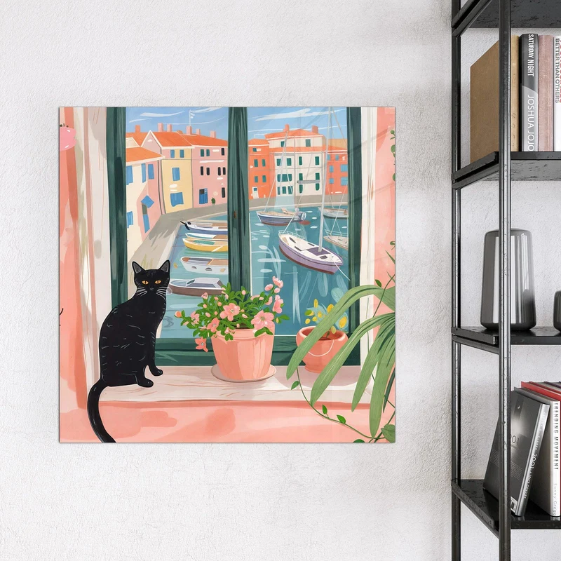 Magnettafel - Katze am Fenster