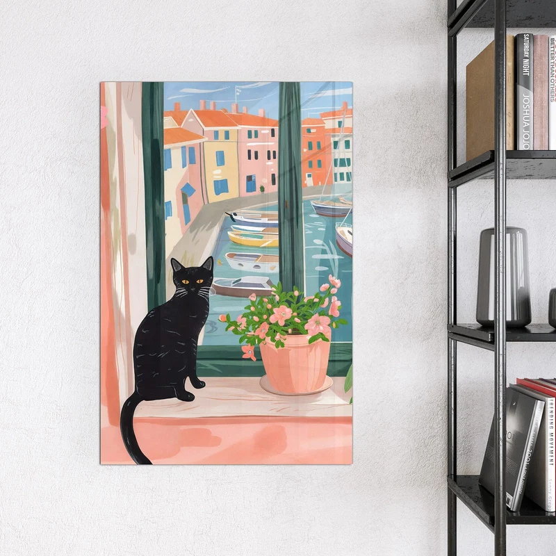 Magnettafel - Katze am Fenster