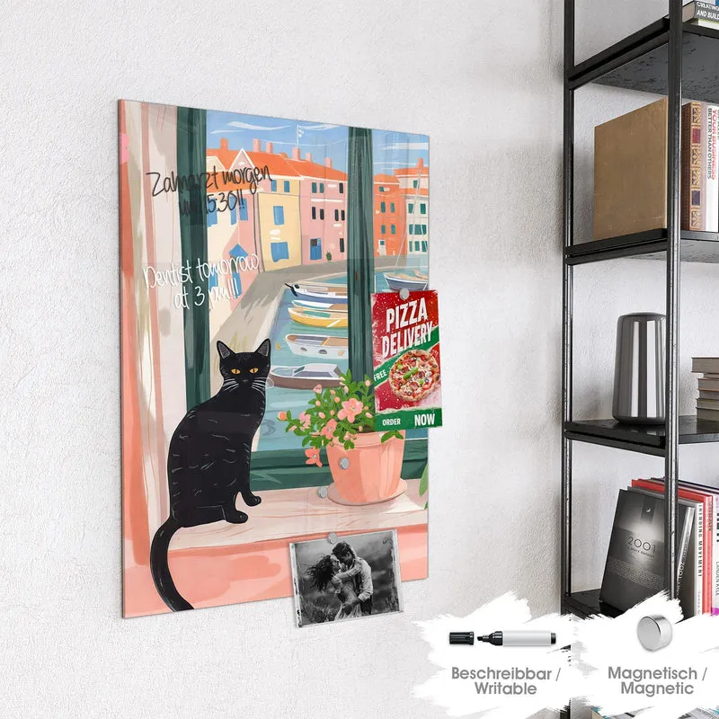 Magnettafel - Katze am Fenster