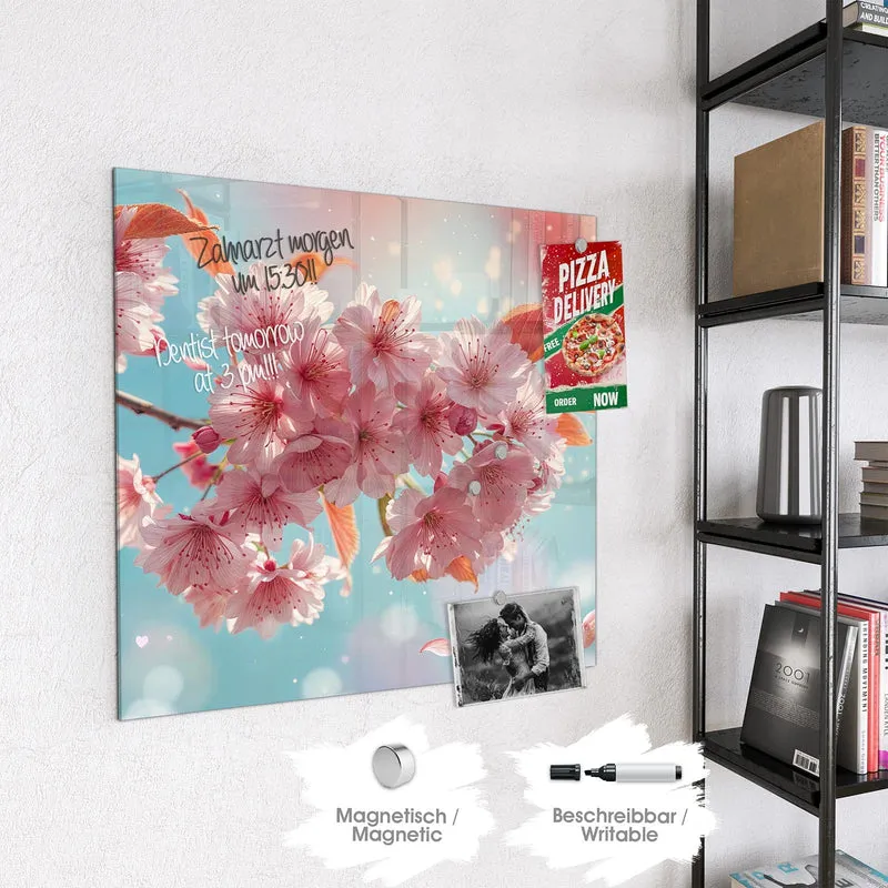 Magnettafel - Kirschblüten in Blau