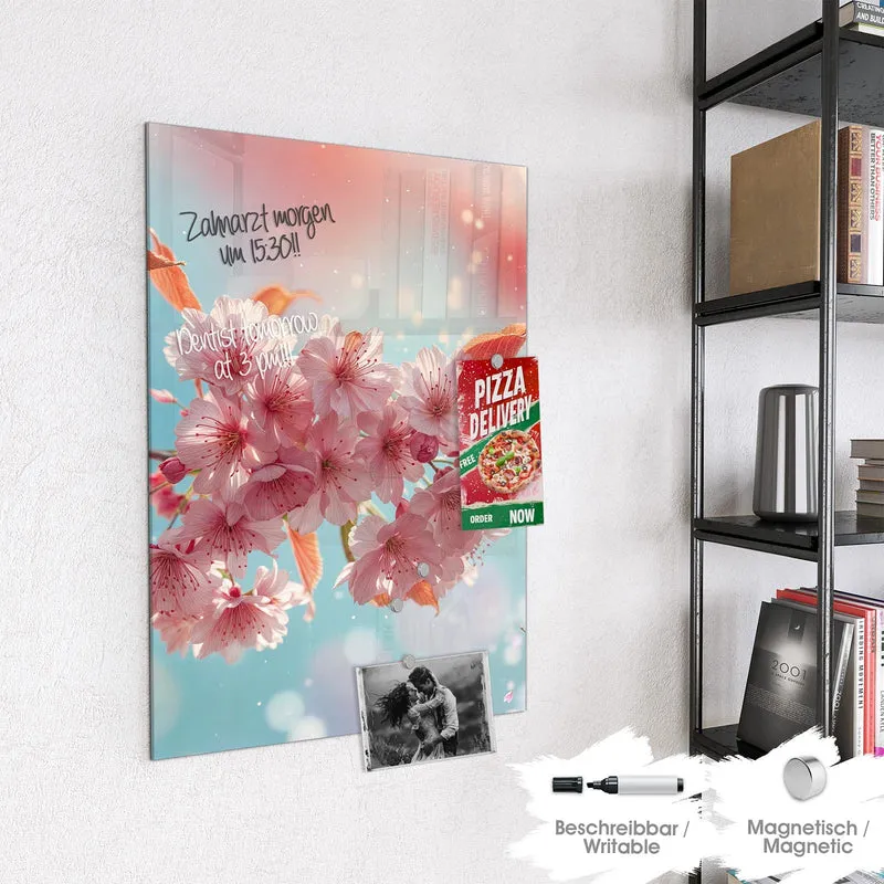 Magnettafel - Kirschblüten in Blau