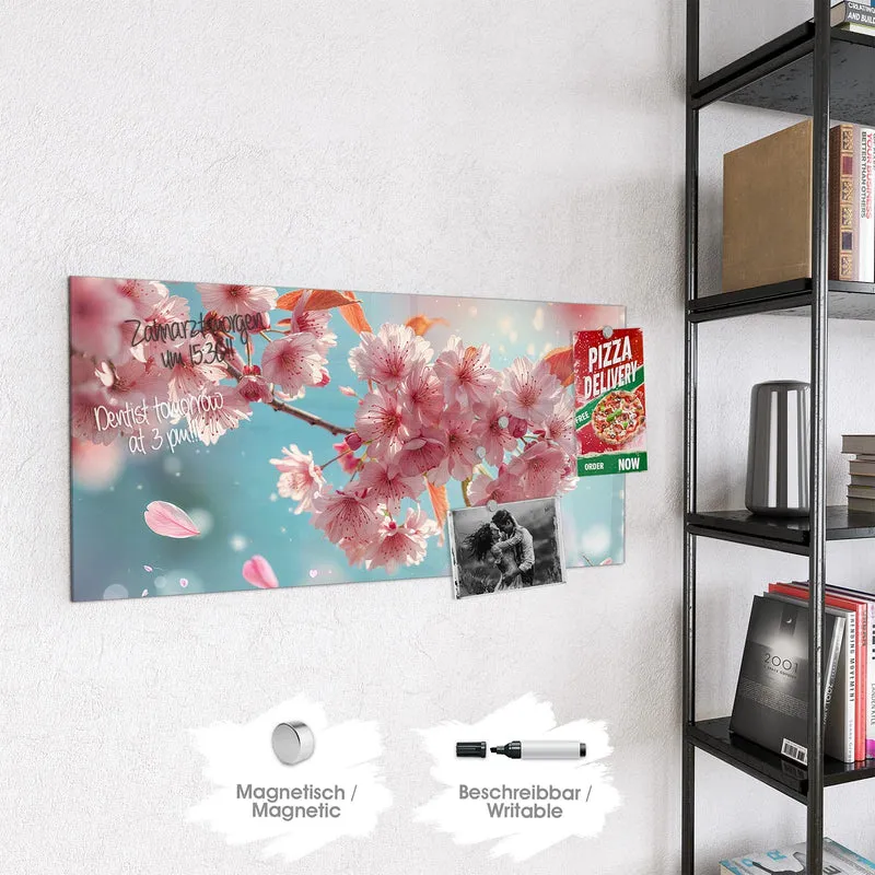 Magnettafel - Kirschblüten in Blau