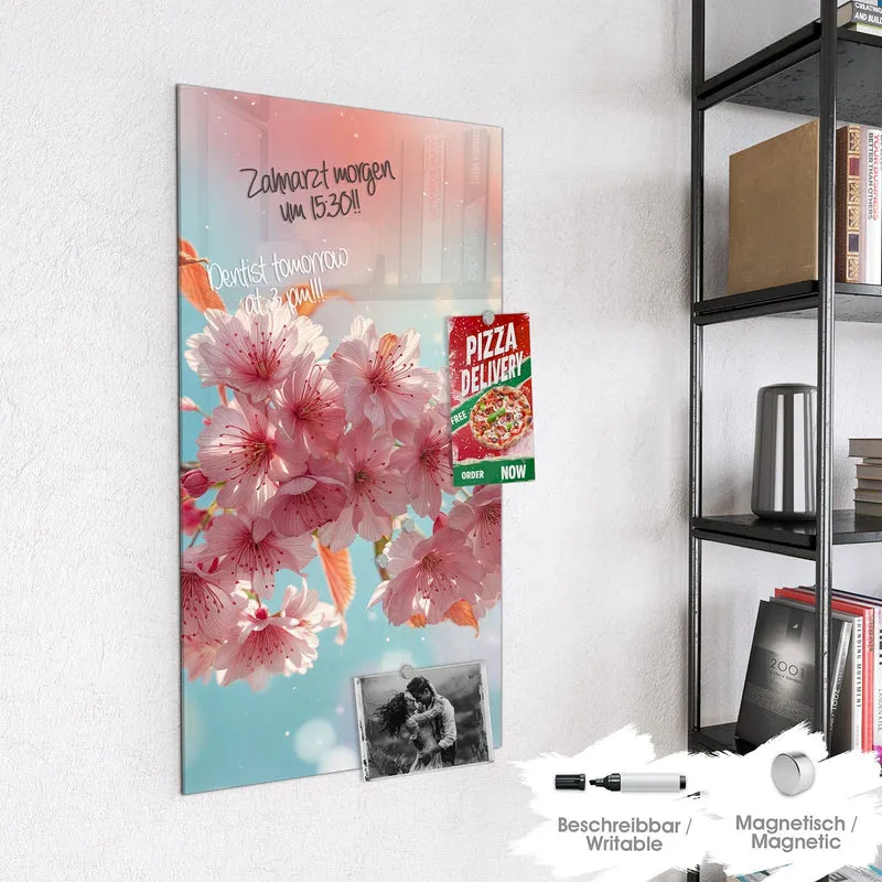 Magnettafel - Kirschblüten in Blau