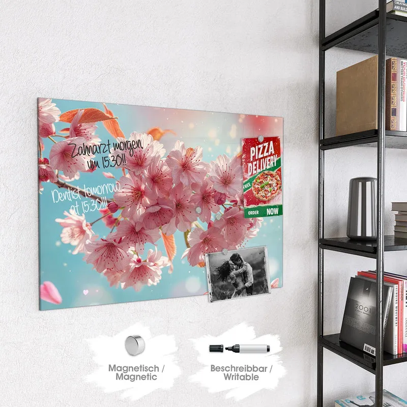 Magnettafel - Kirschblüten in Blau