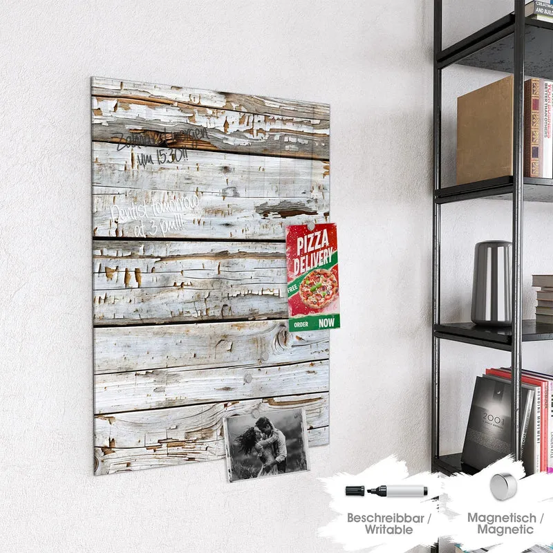 Magnettafel - Weiße Holzpatina