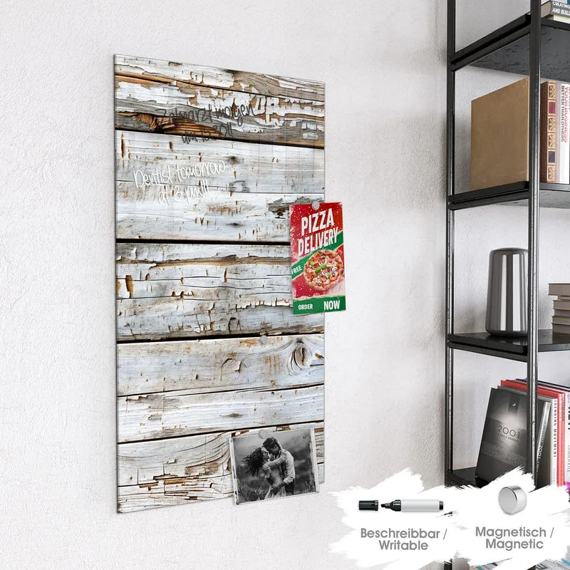 Magnettafel - Weiße Holzpatina
