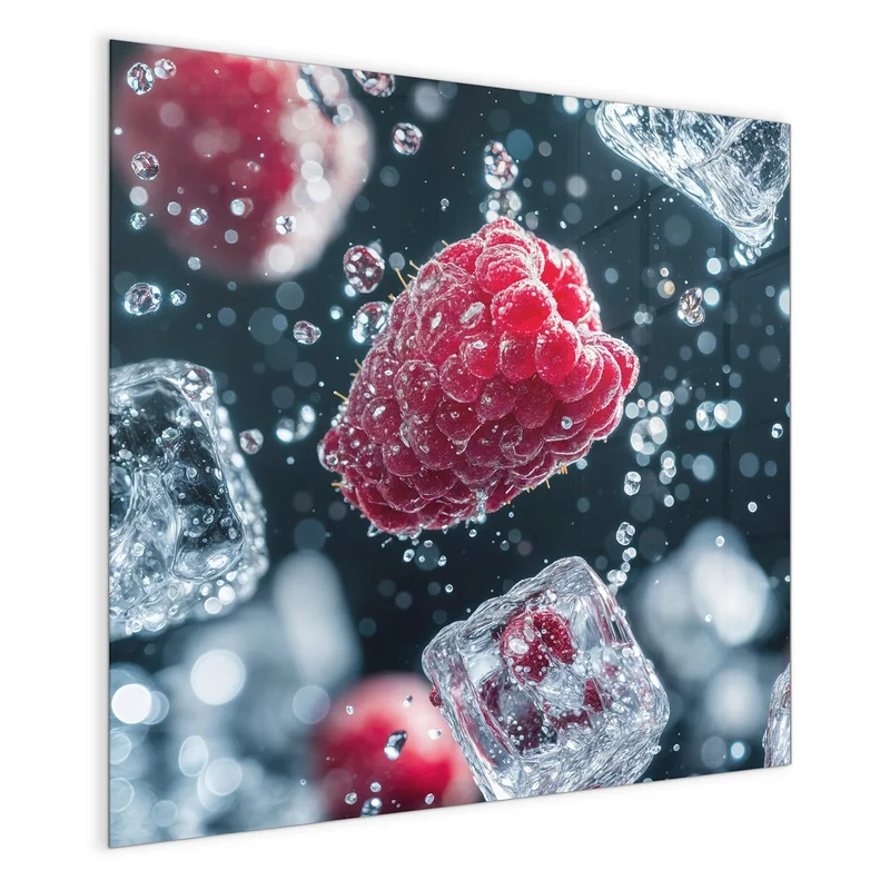 Magnettafel - Himbeeren und Eiswürfel