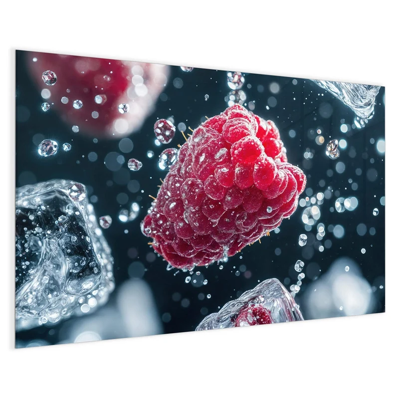Magnettafel - Himbeeren und Eiswürfel