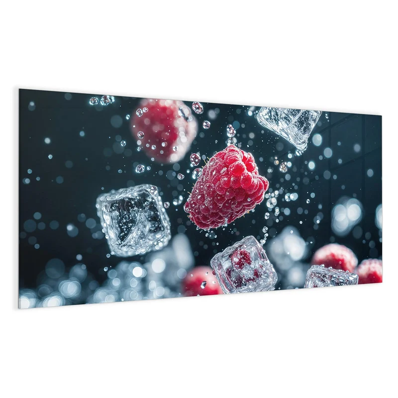 Magnettafel - Himbeeren und Eiswürfel