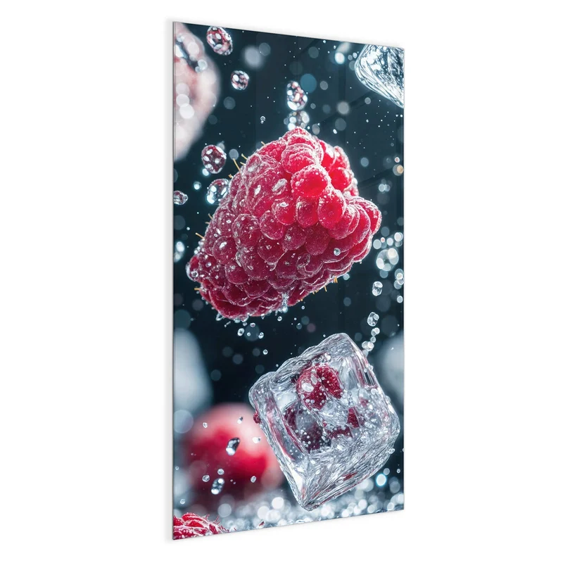 Magnettafel - Himbeeren und Eiswürfel