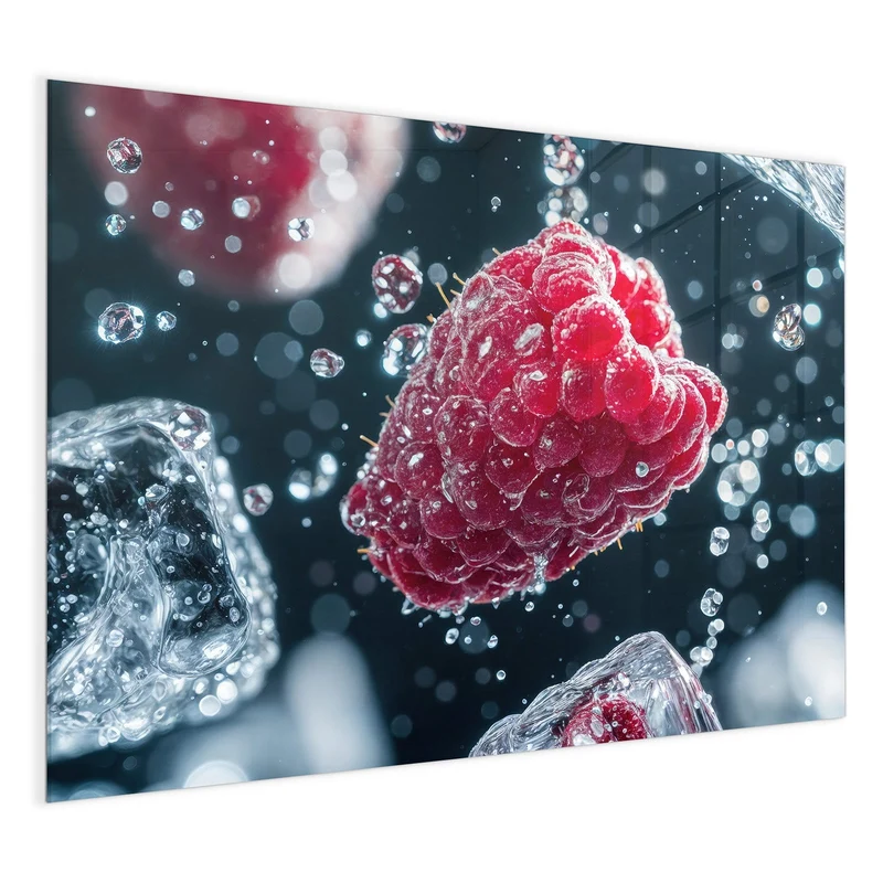 Magnettafel - Himbeeren und Eiswürfel