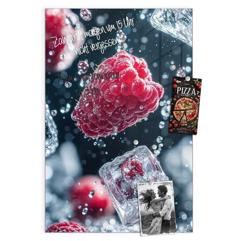 Magnettafel - Himbeeren und Eiswürfel