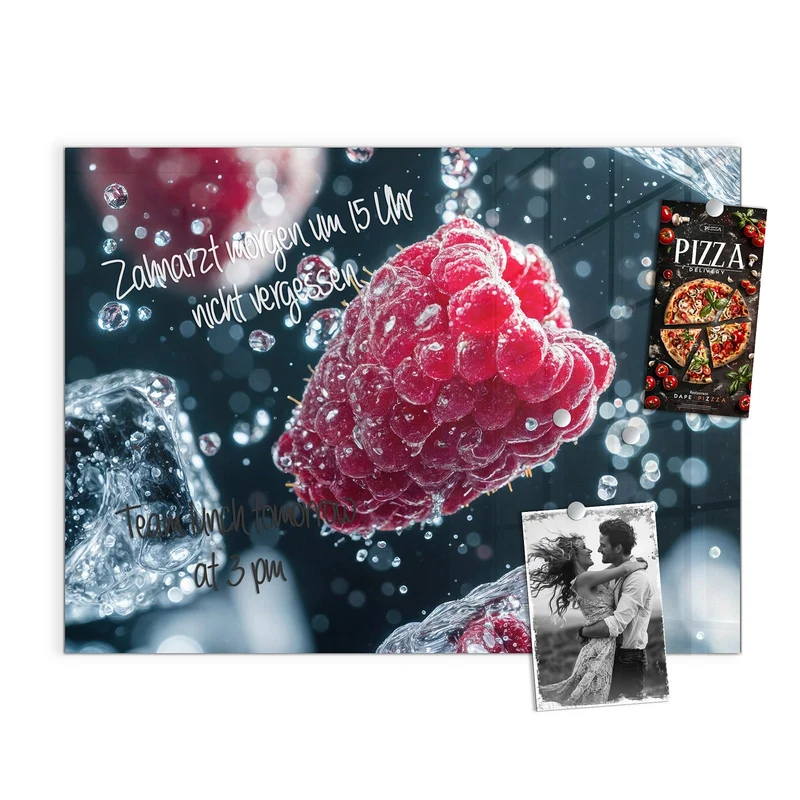 Magnettafel - Himbeeren und Eiswürfel