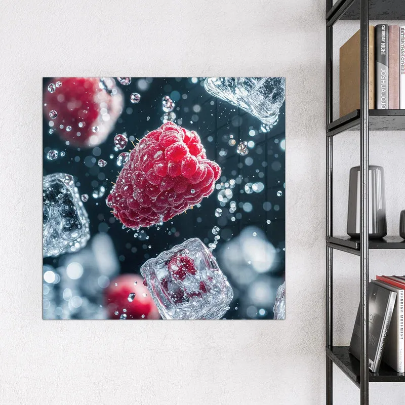 Magnettafel - Himbeeren und Eiswürfel