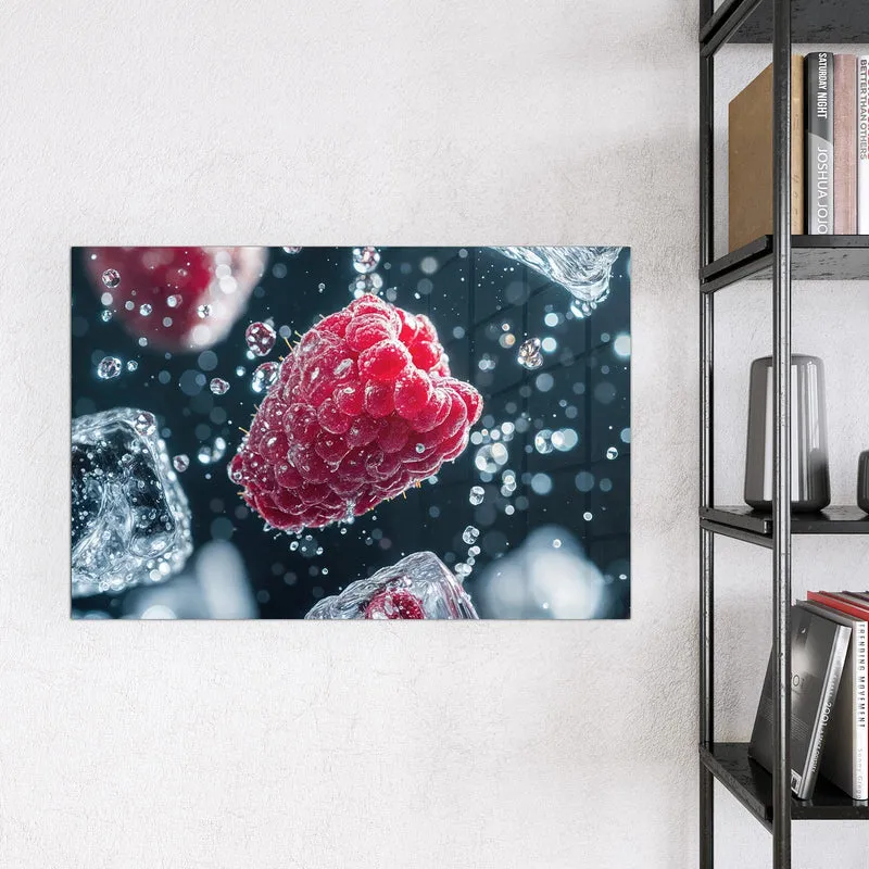 Magnettafel - Himbeeren und Eiswürfel