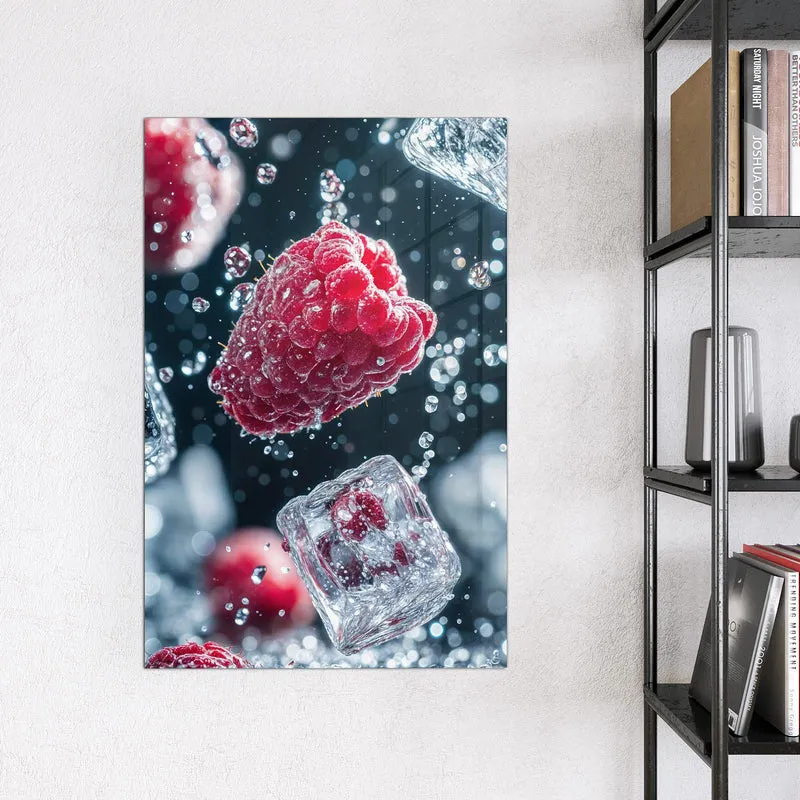 Magnettafel - Himbeeren und Eiswürfel