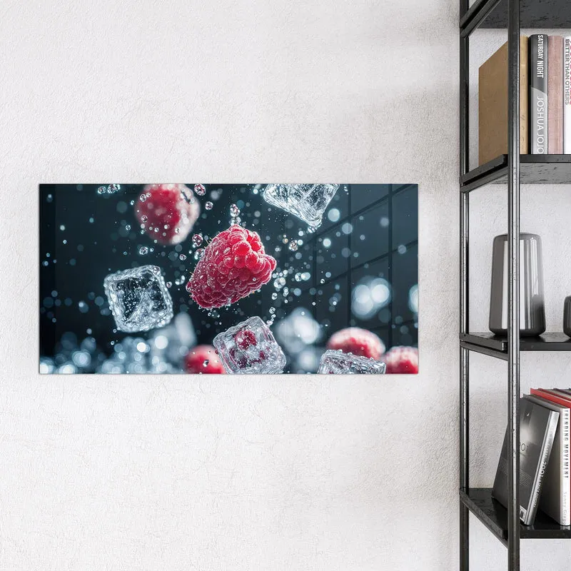 Magnettafel - Himbeeren und Eiswürfel