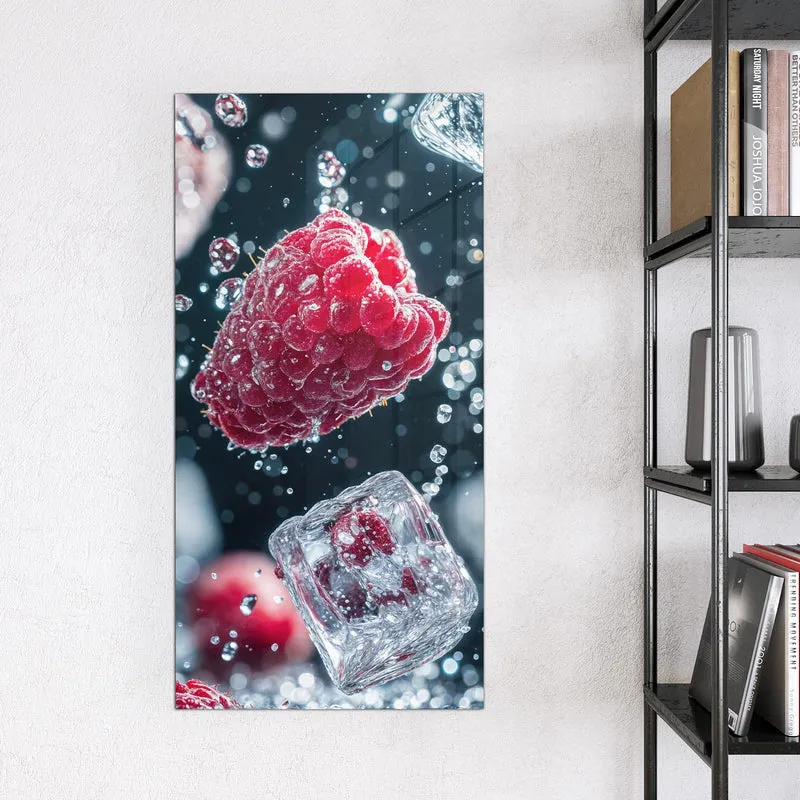 Magnettafel - Himbeeren und Eiswürfel