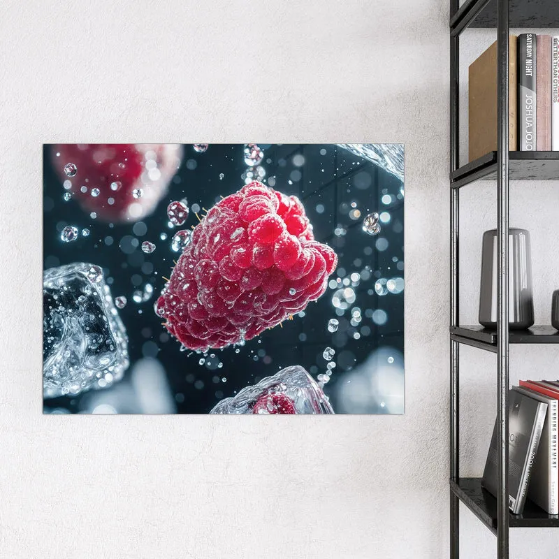 Magnettafel - Himbeeren und Eiswürfel