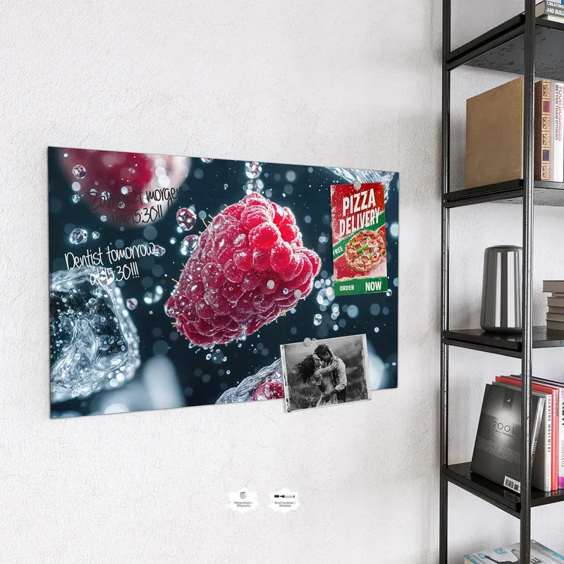 Magnettafel - Himbeeren und Eiswürfel