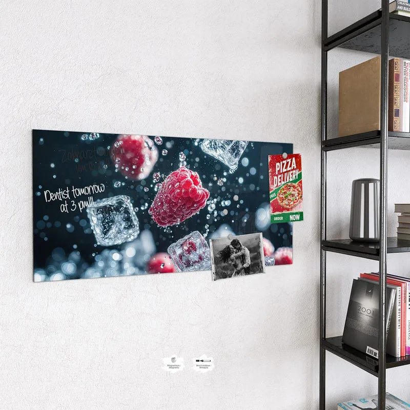 Magnettafel - Himbeeren und Eiswürfel