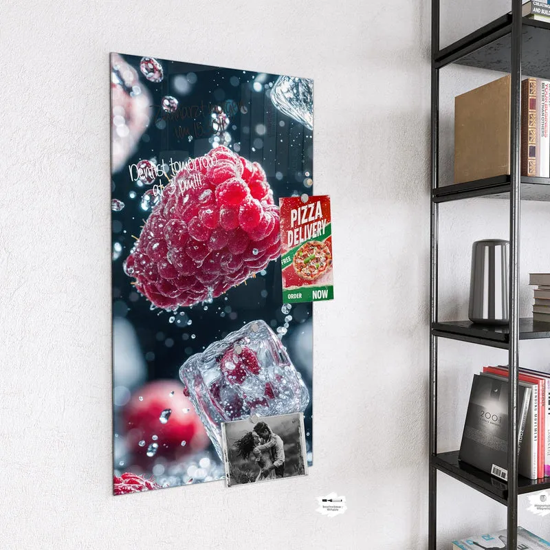 Magnettafel - Himbeeren und Eiswürfel