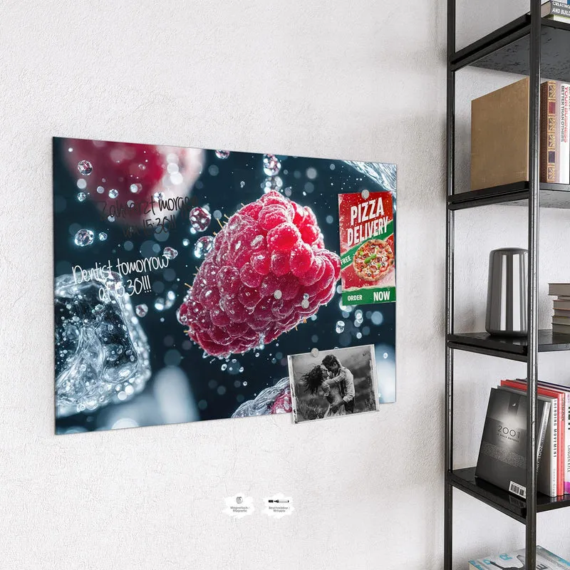 Magnettafel - Himbeeren und Eiswürfel