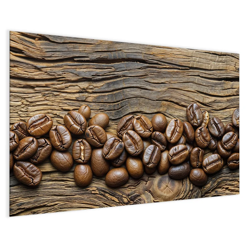 Magnettafel - Kaffeebohnen auf Altholz
