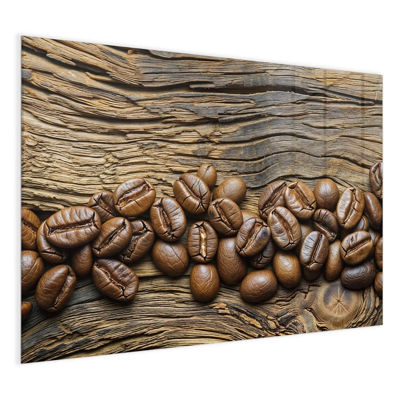 Magnettafel - Kaffeebohnen auf Altholz