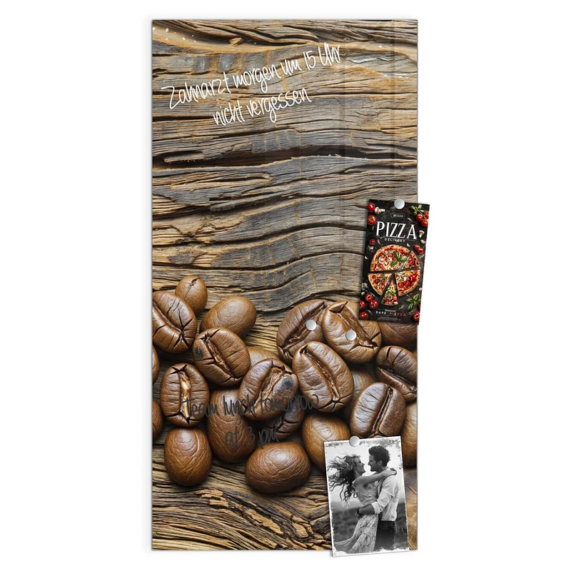 Magnettafel - Kaffeebohnen auf Altholz