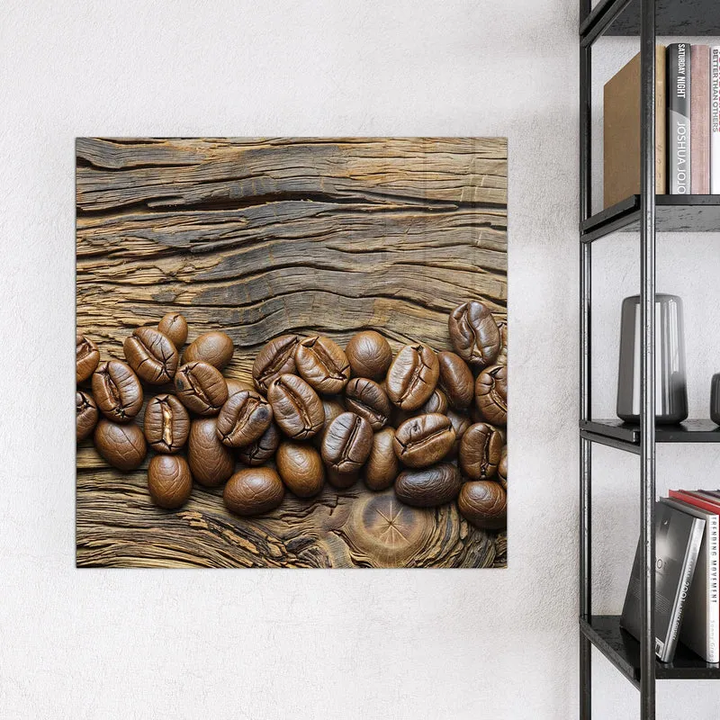 Magnettafel - Kaffeebohnen auf Altholz