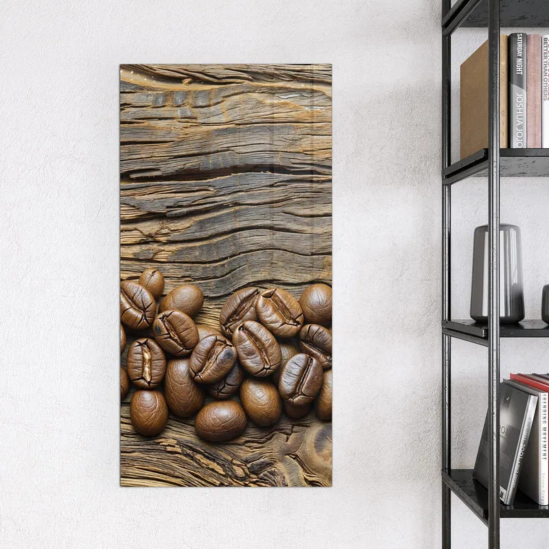 Magnettafel - Kaffeebohnen auf Altholz
