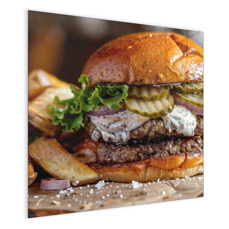 Magnettafel - Burger mit Kartoffeln
