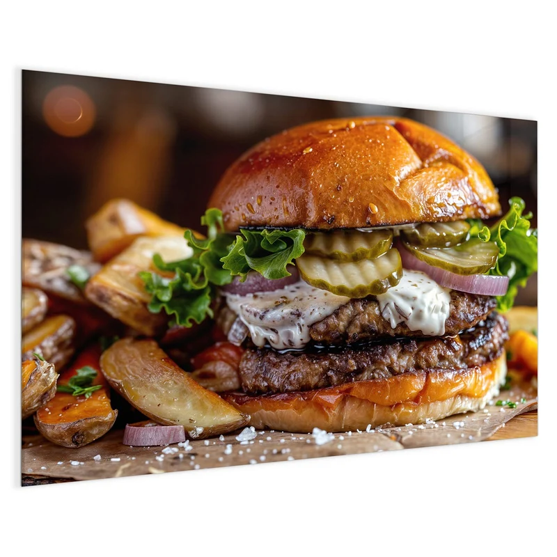 Magnettafel - Burger mit Kartoffeln